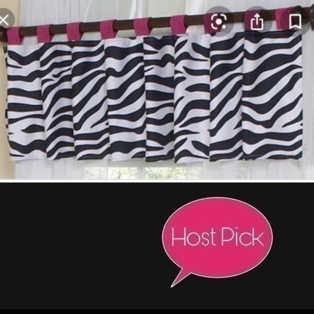 Sweet JoJo funky pink zebra curtain valances